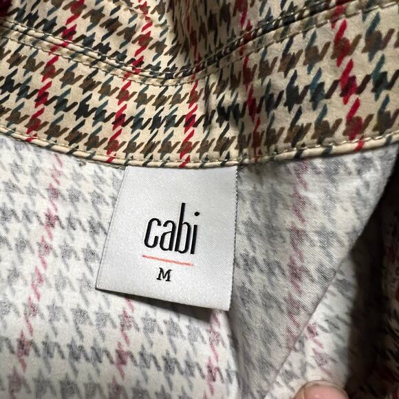 Cabi Sherlock Trench Coat Womens Medium Houndstooth Belted Stretch - Picture 6 of 7